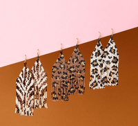 Delilah Cheetah Print Beaded Fringe Earrings Ivory, Black, + Gold