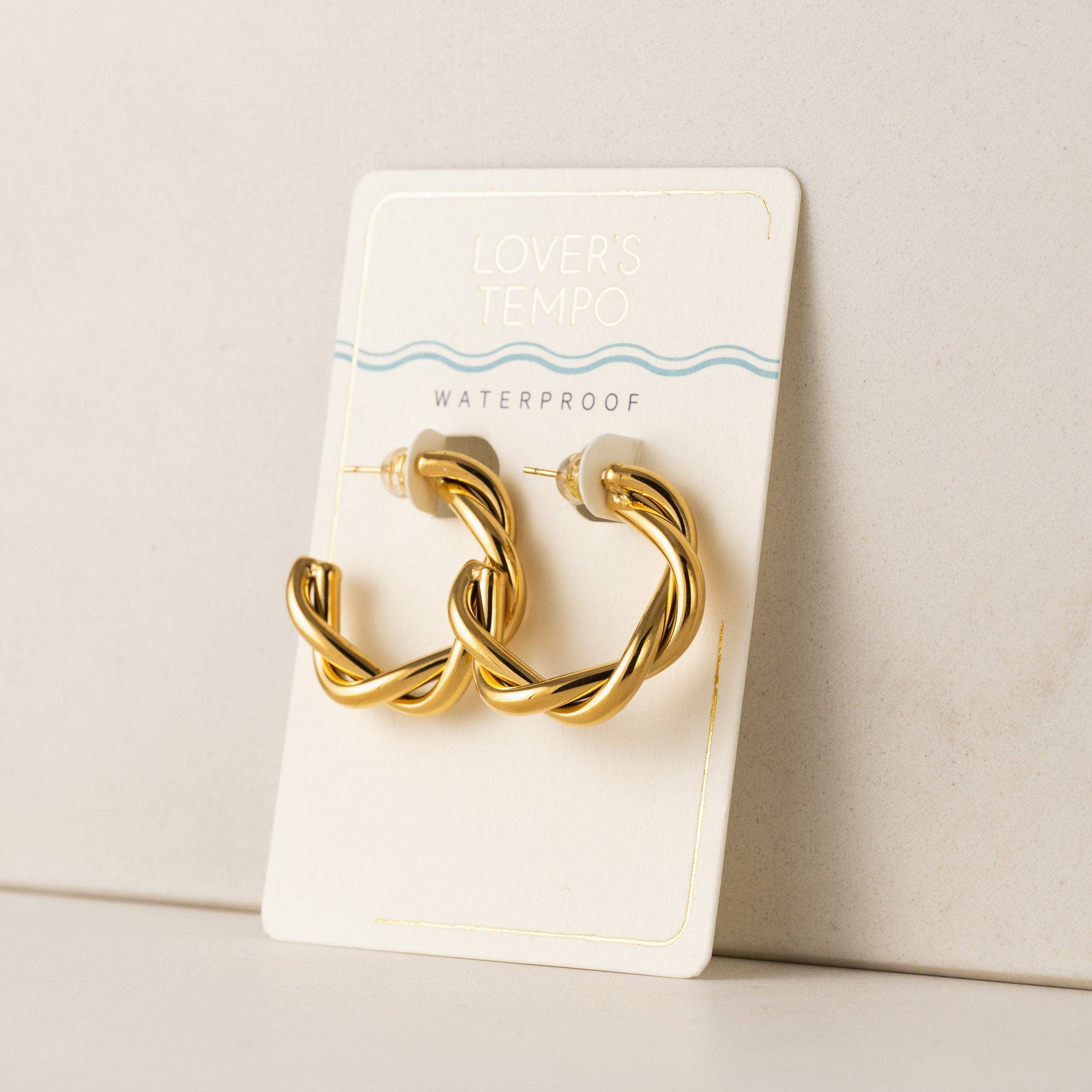 Gigi Earrings | Twisted 18K Gold Hoops | Waterproof Hoops