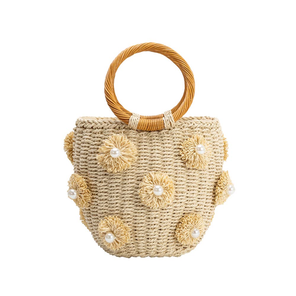 Mary Natural Straw Vegan Top Handle Bag