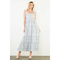 Tie Strap Square Neck Print Maxi Dress