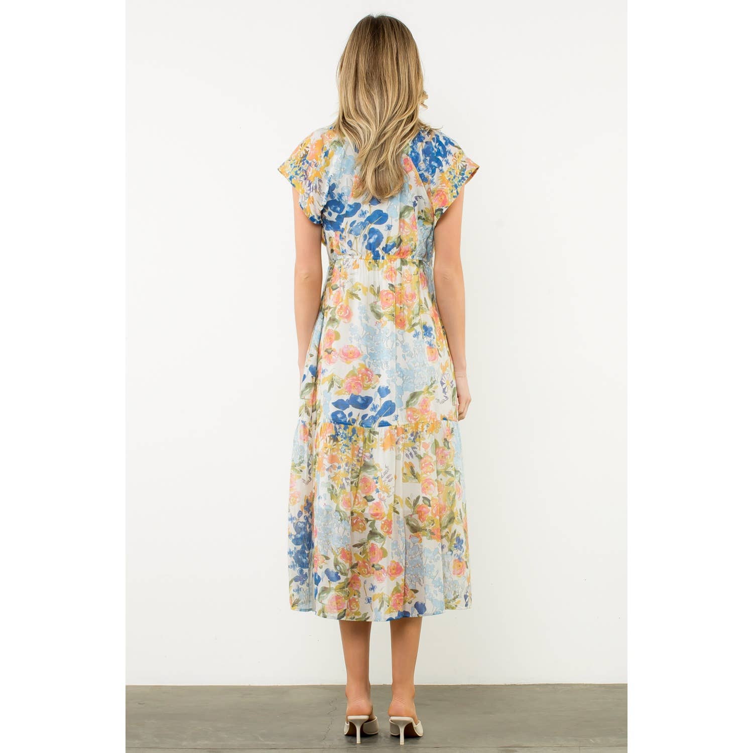 Flutter Sleeve Floral Maxi Dress