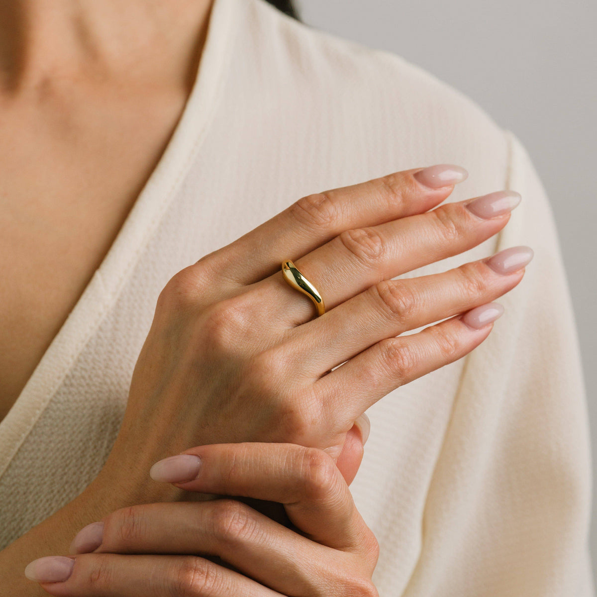 Crest Dome Ring | 14K Gold-Plated Ring for Women| 6, 7, 8