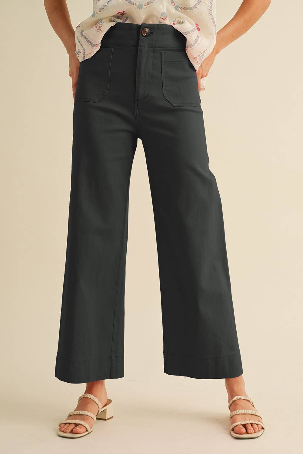 High Waist Cropped Wide Leg Pants