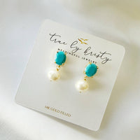 Skye Turquoise Blue Freshwater Pearl Earrings Gold Filled