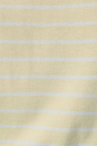 HALF SLEEVE CREW NECK PUFF STRIPED SWEATER TOP