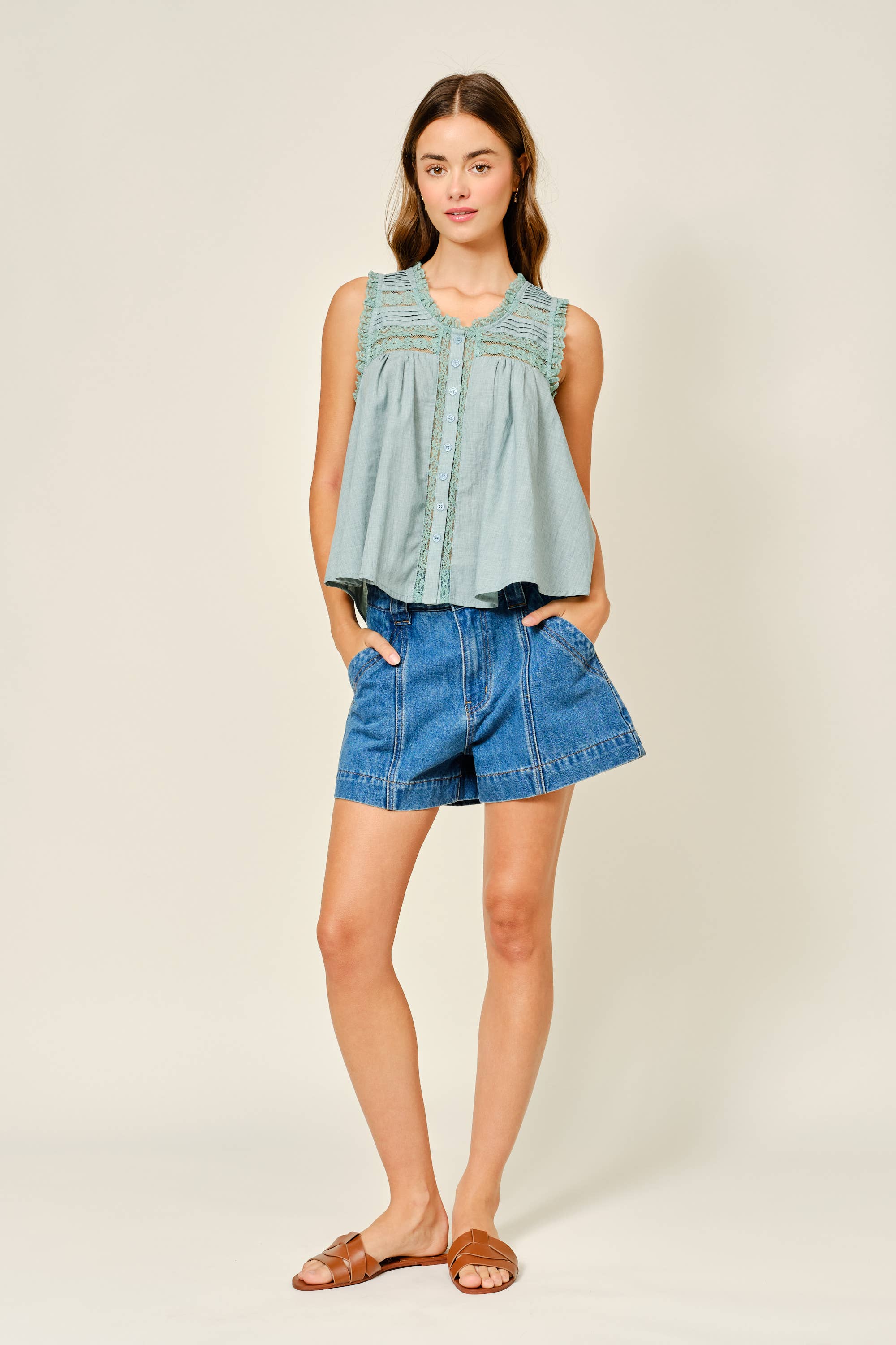 Bohemian Sleeveless Cotton Lace Blouse