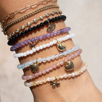 Rose Quartz Heart Affirmation Charm Bracelet