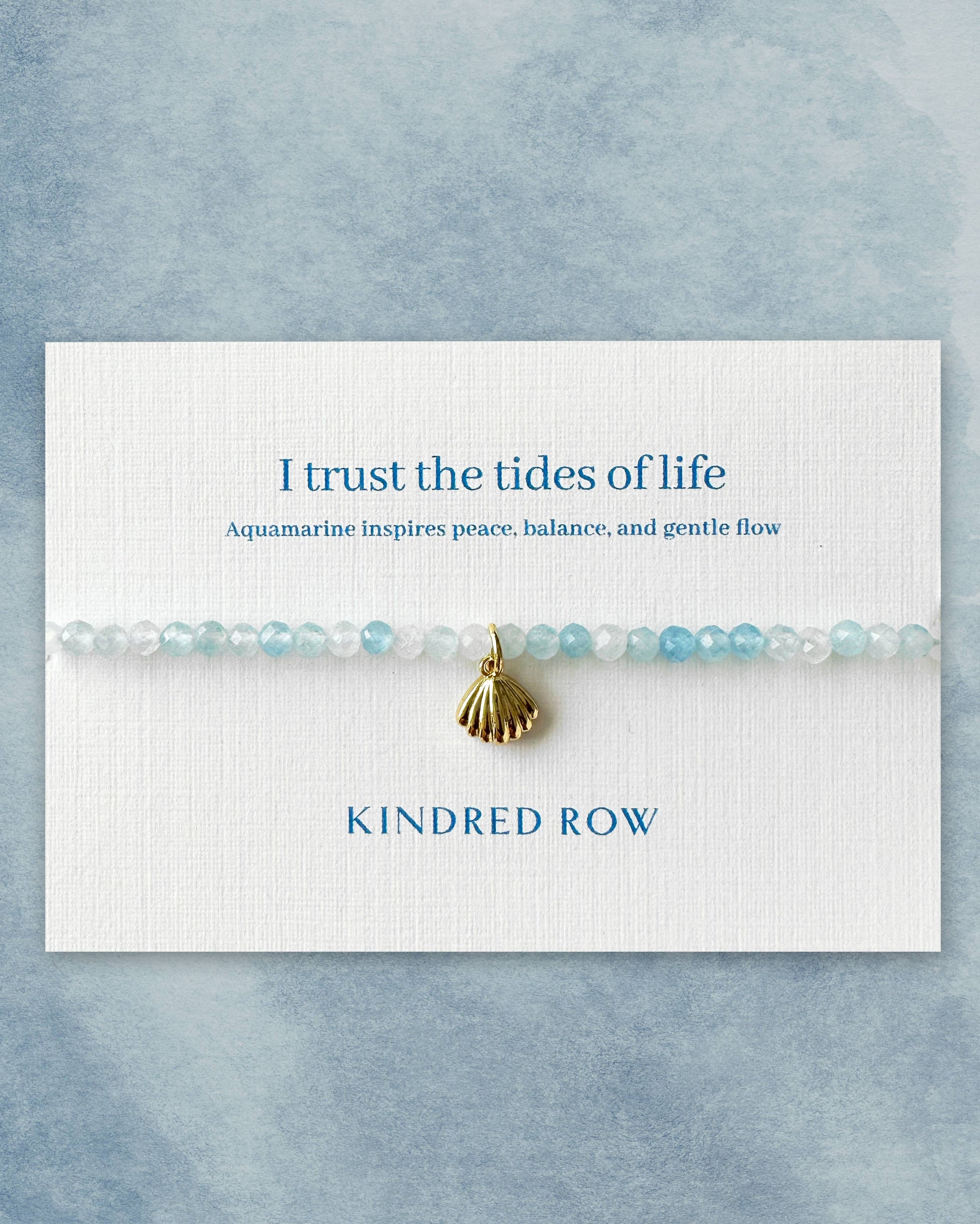 Aquamarine Shell Affirmation Charm Bracelet