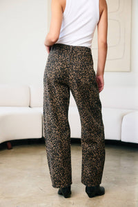 Leopard print barrel pants
