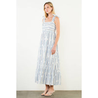 Tie Strap Square Neck Print Maxi Dress