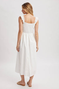Cotton Ruffle Sleeve Midi Dress