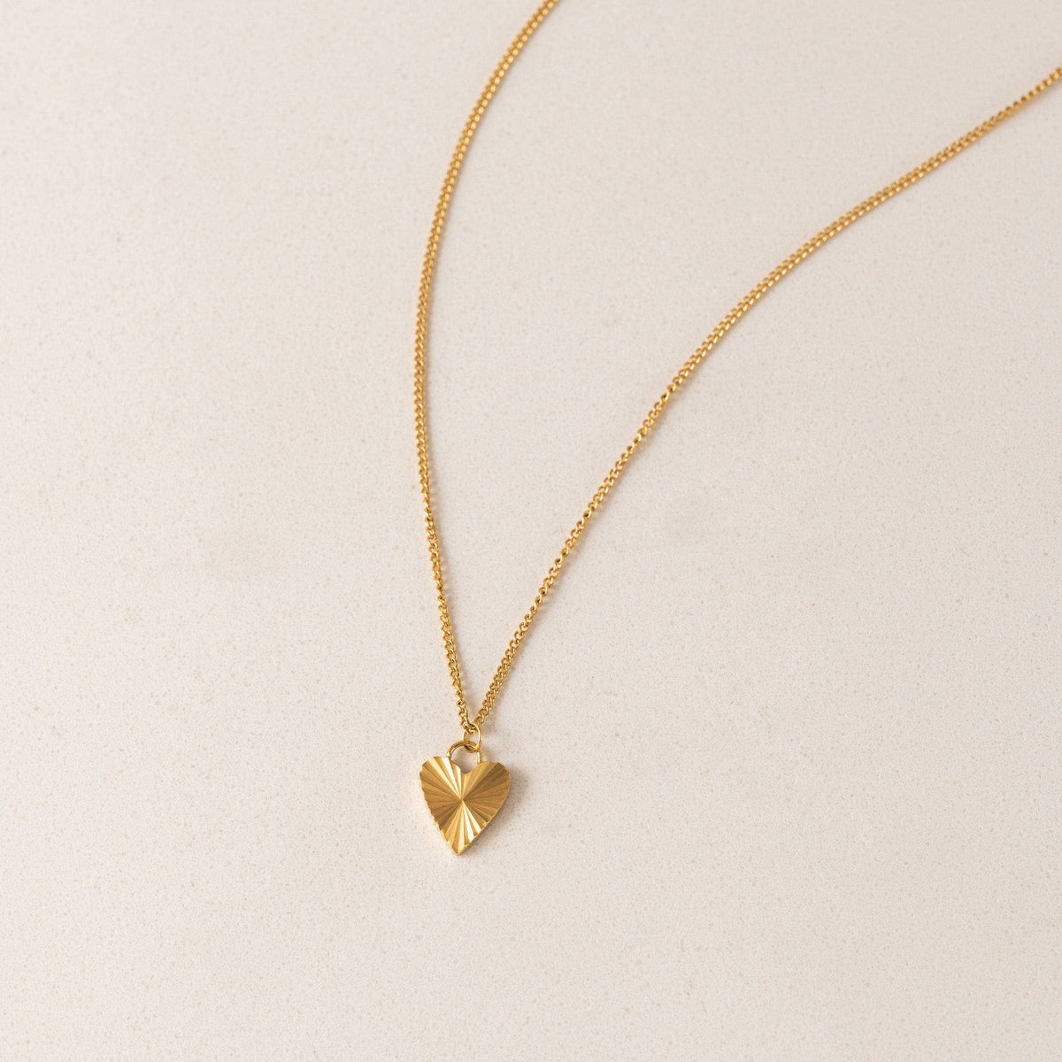 Fluted Heart Necklace | Minimalist Gold Pendant | 18K PVD