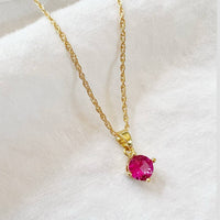 Margot Pink Pendant Necklace Gold Filled