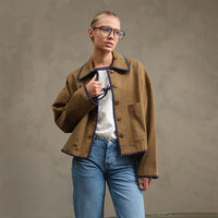 Collar Jacket with Contrast Stitching