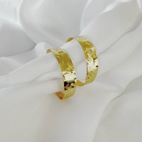 Rain Hammered Statement Hoops Earrings Gold Filled