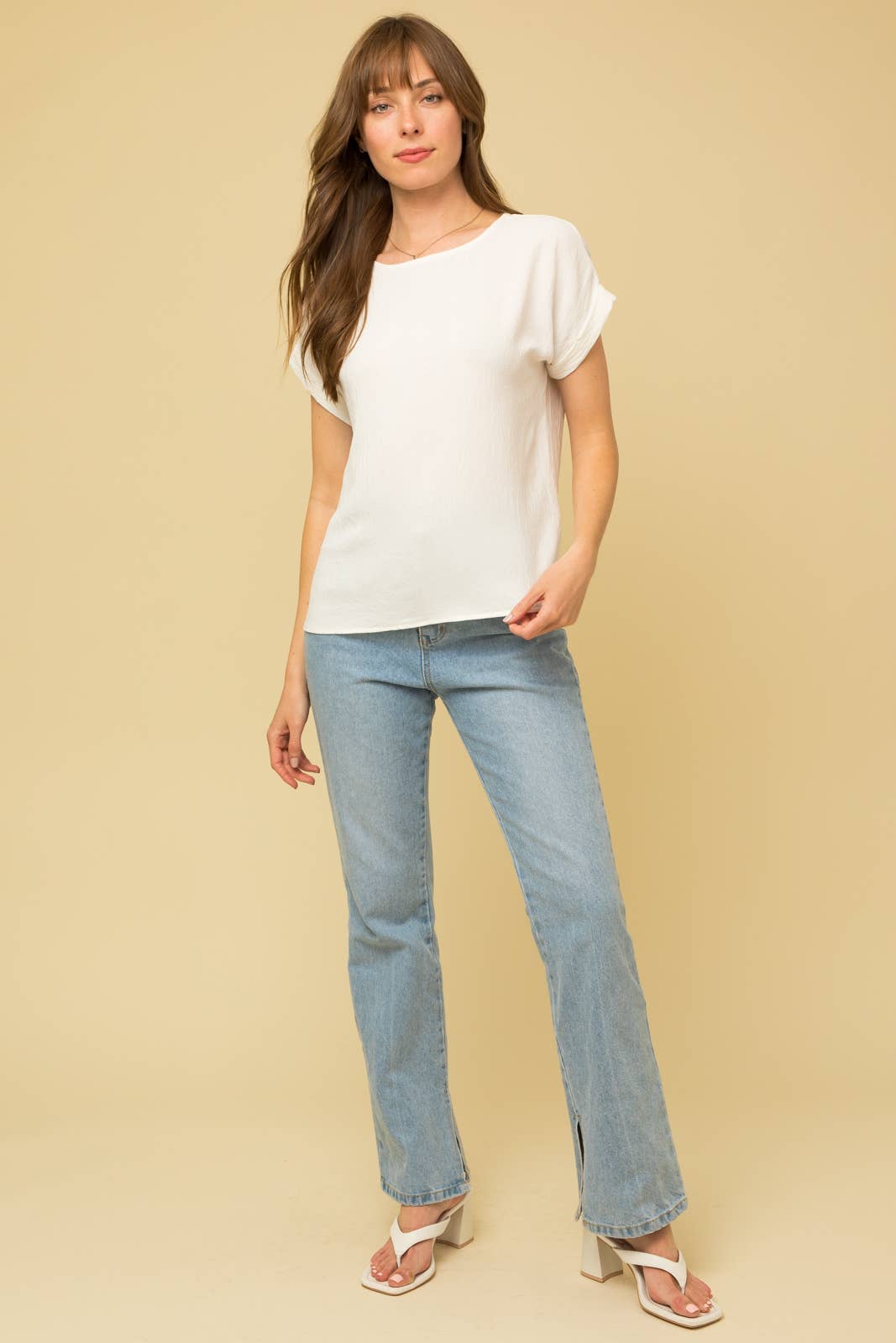 Short Roll-up Sleeve Top