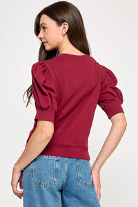 SHORT PUFF SLEEVE SWEATER