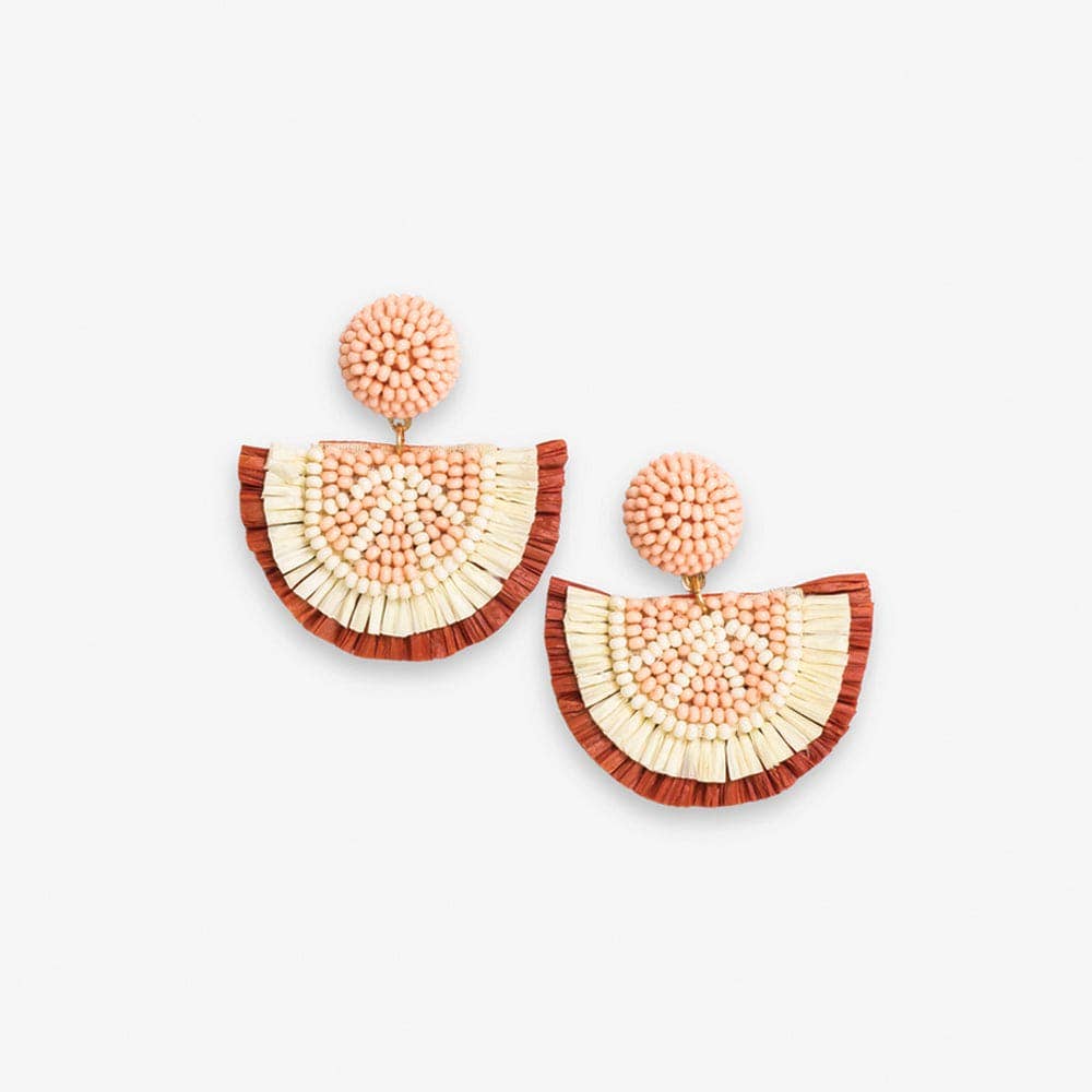 Josephine Grapefruit Raffia Drop Earrings