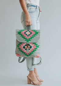 Slate, Green & Pink Aztec Backpack
