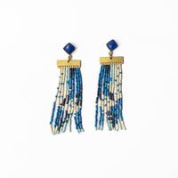 Lilah Semi-Precious Stone Post Beaded Fringe Earrings