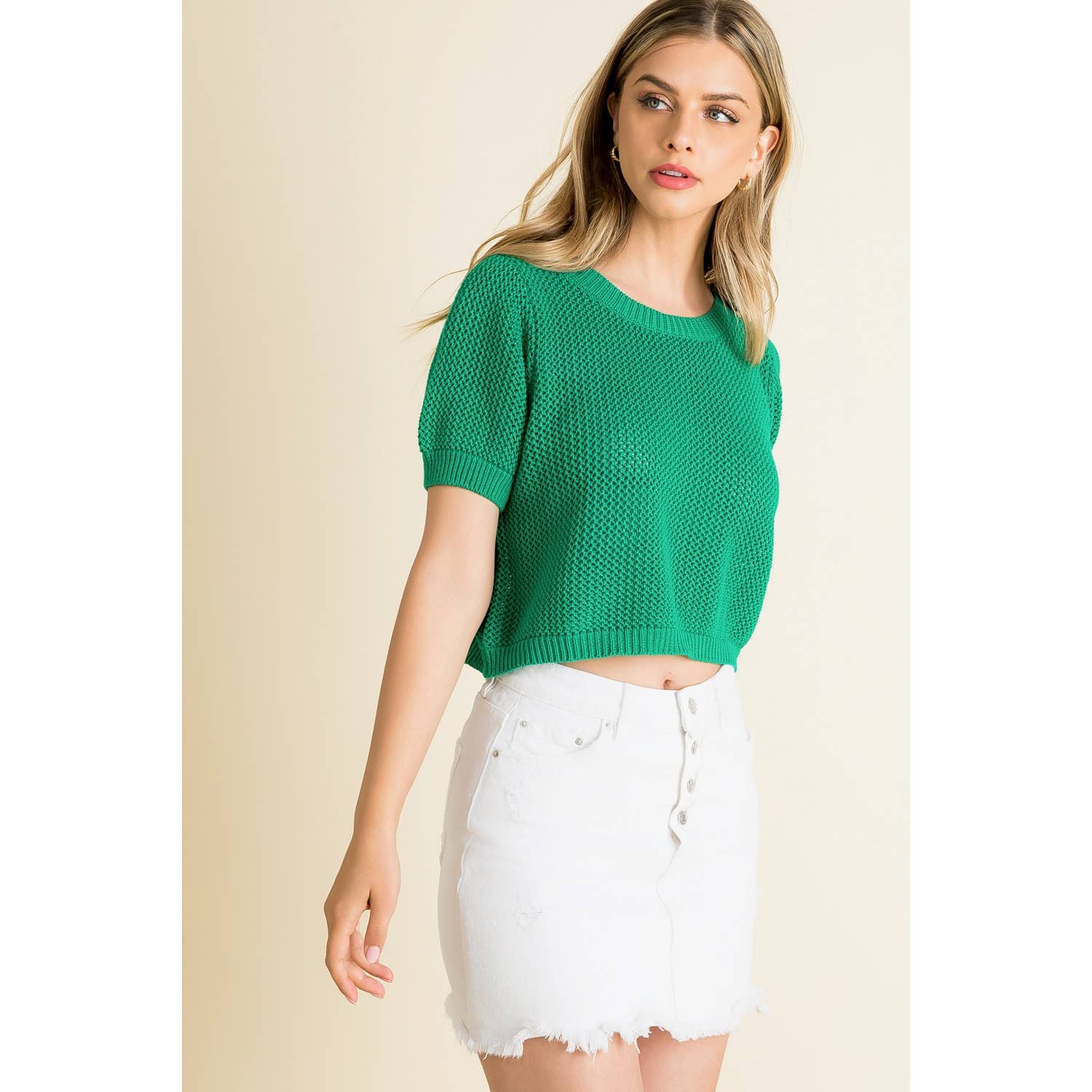Knit Short Sleeve Sweater Top