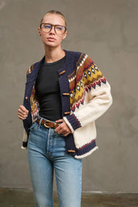 Nordic Pattern Toggle Knit Cardigan