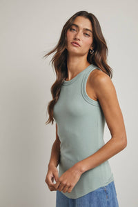 Crew Neck Ribbed Knit Tank Top