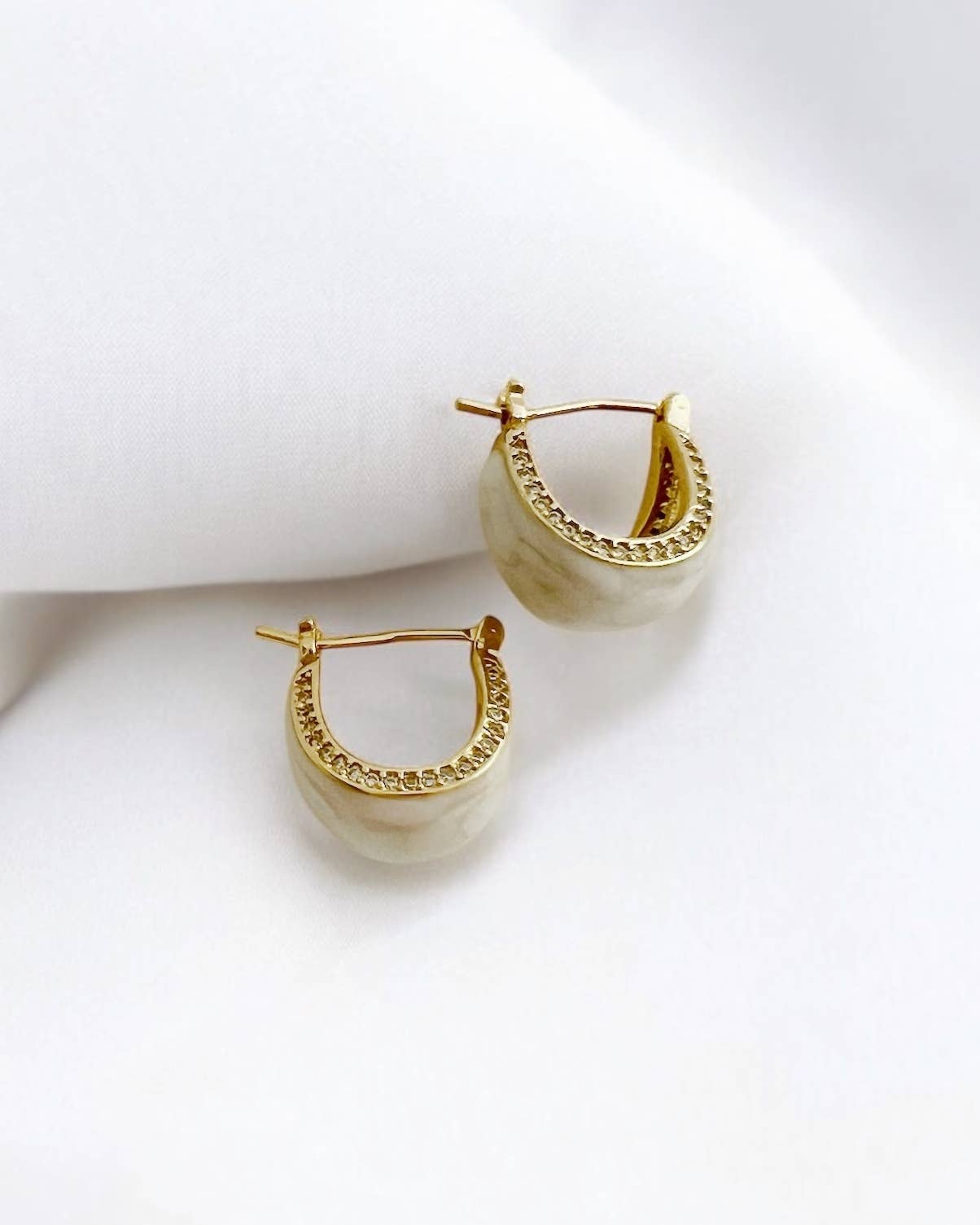 Palmer Colorful Enamel Hoops Earrings Gold Filled