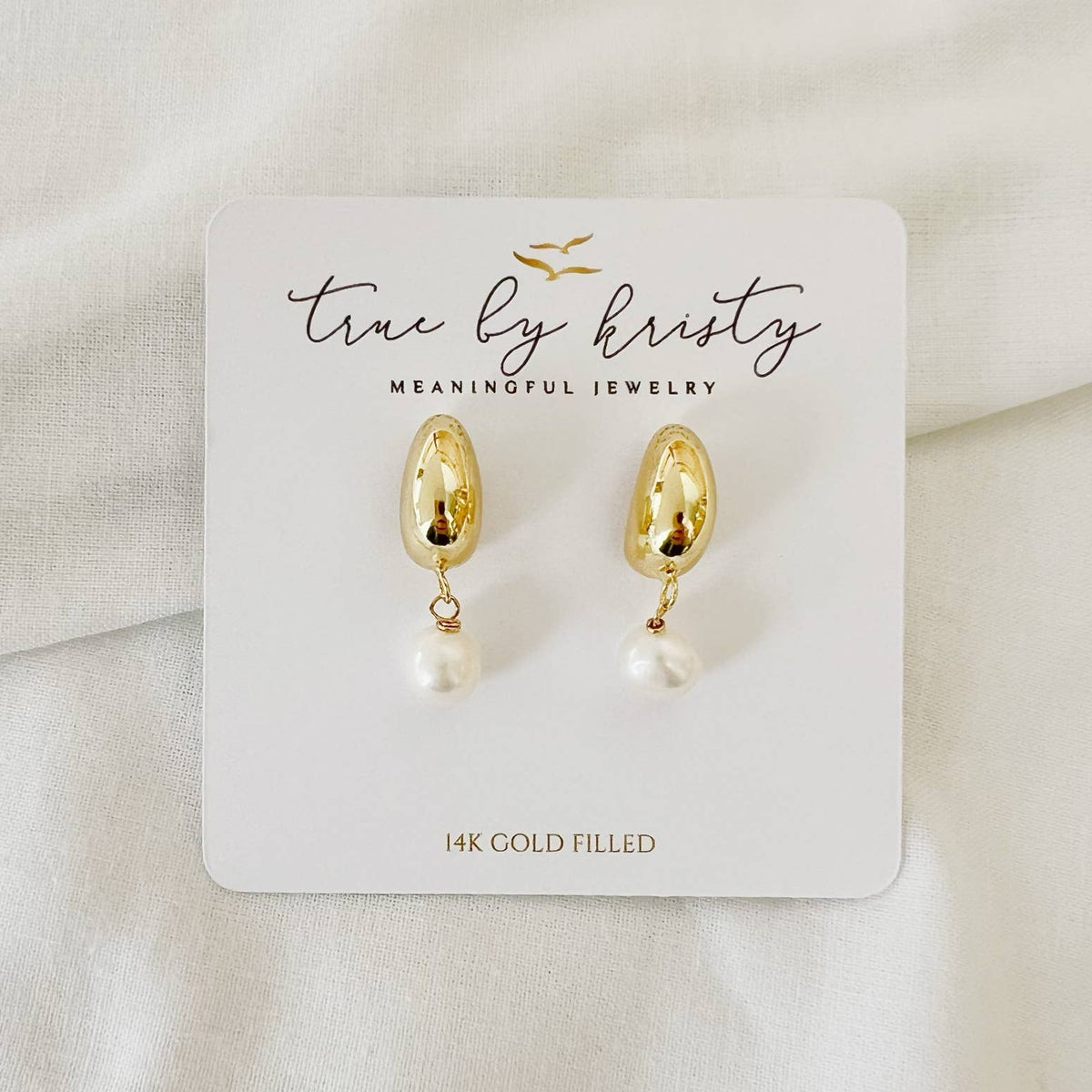 Kira Freshwater Pearl Dome Studs Earrings Gold Filled