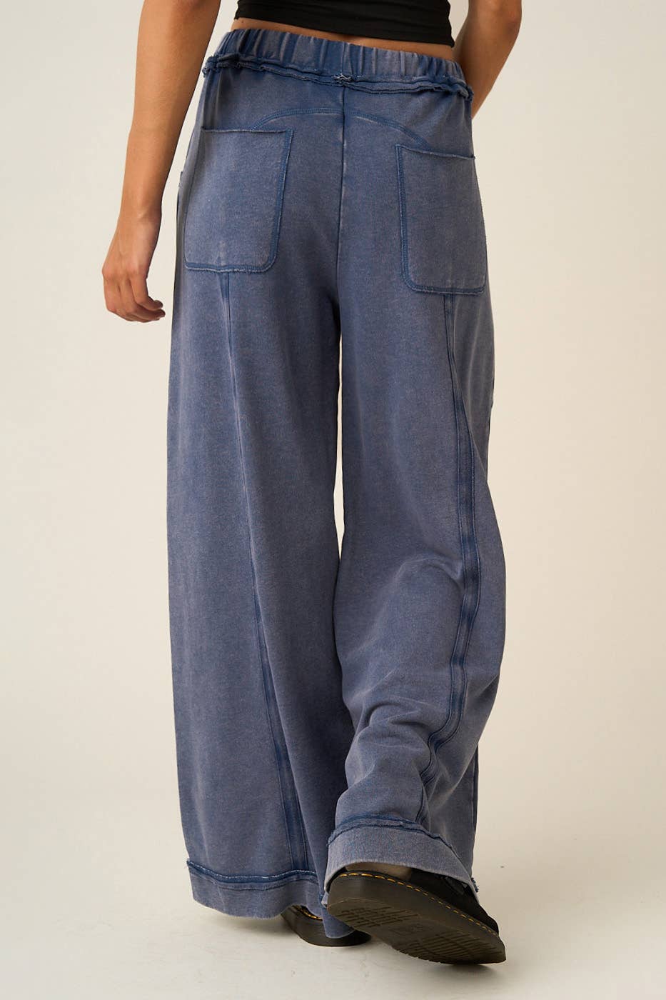Mineral Wash Curved Seam Wide Leg Pants