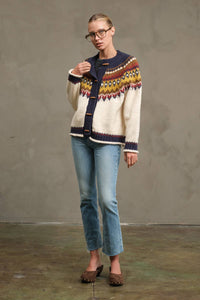 Nordic Pattern Toggle Knit Cardigan