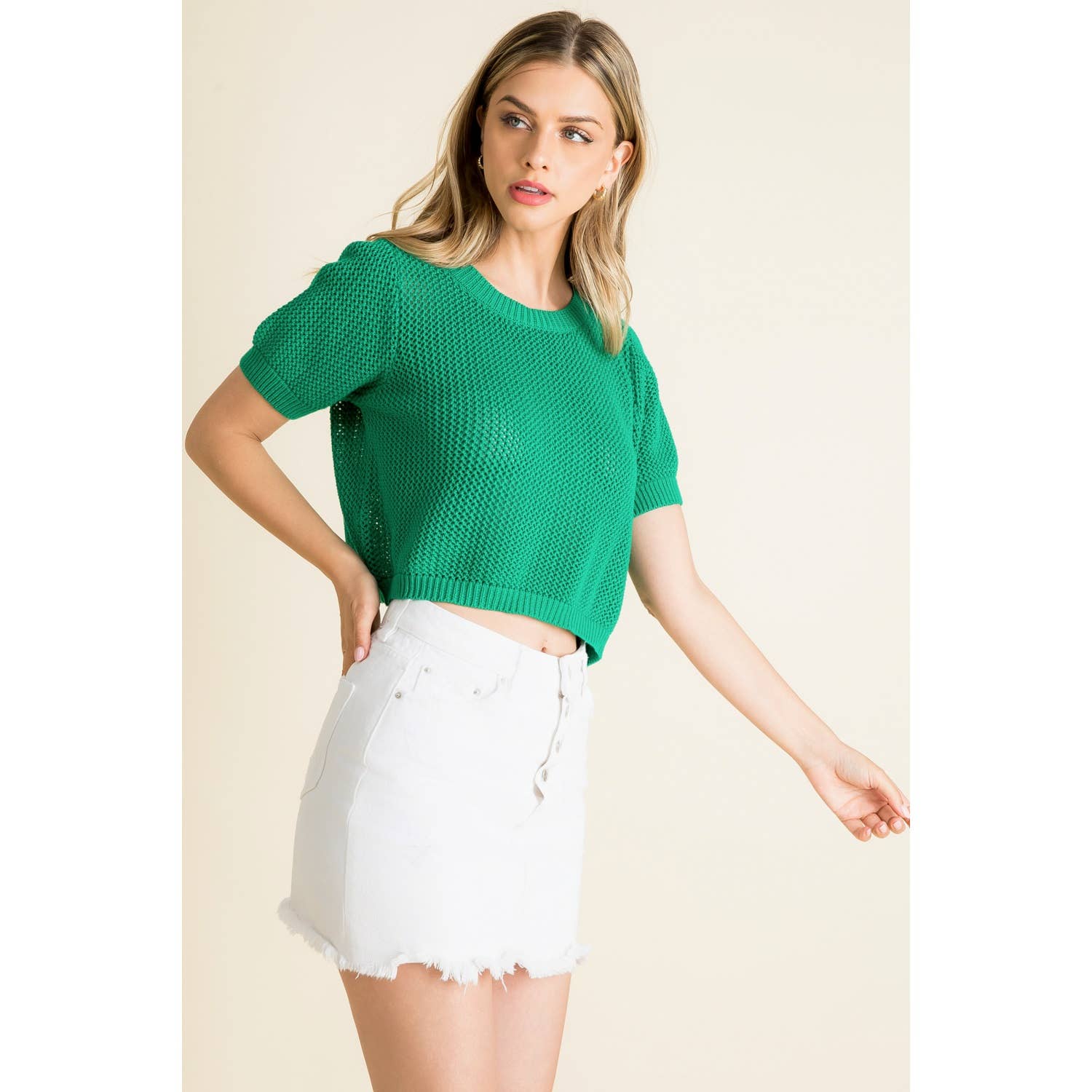 Knit Short Sleeve Sweater Top