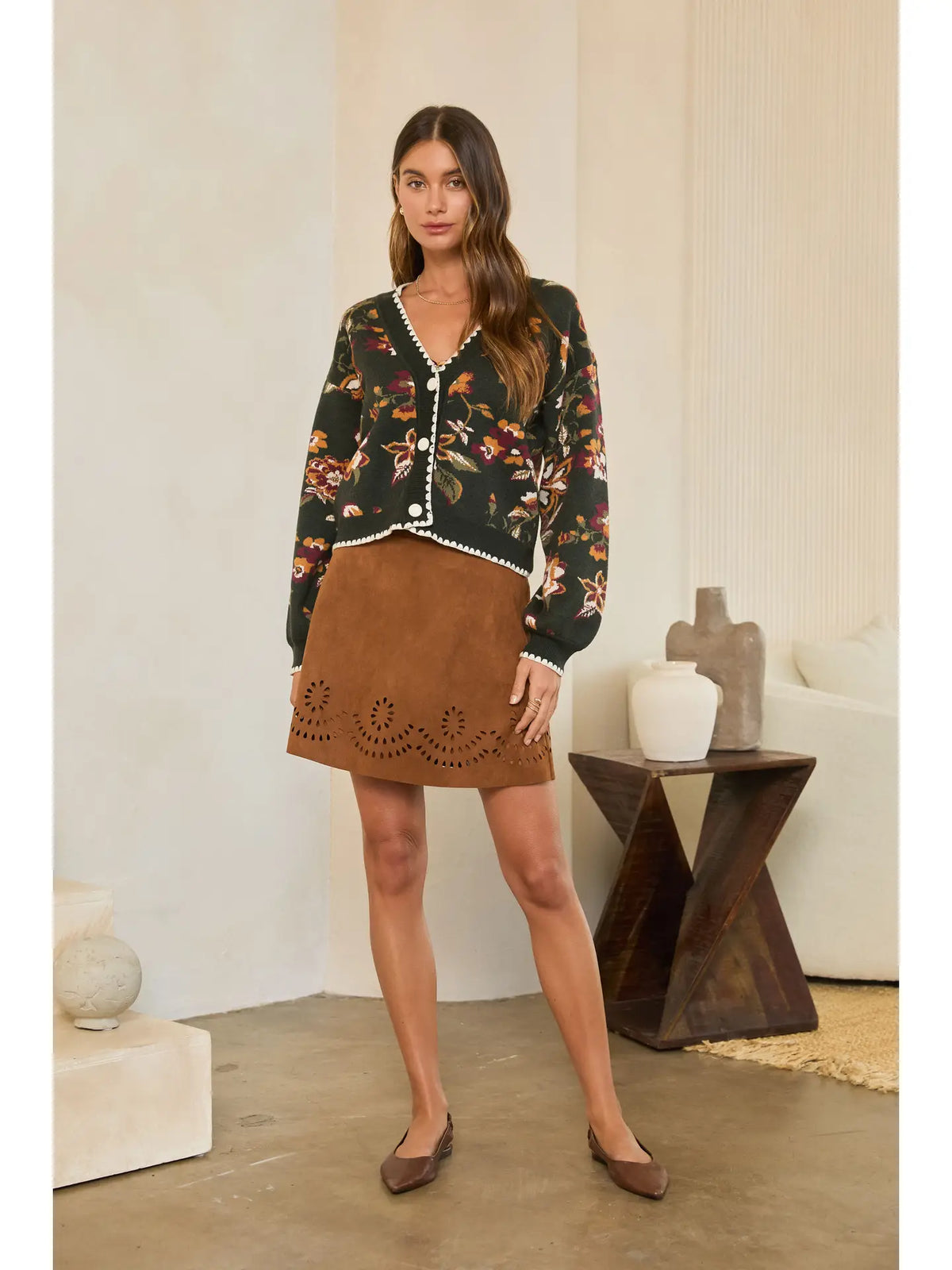 Skies are Blue Floral Scallop Cardigan