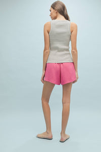 Striped Ribbed Knit Tank Top