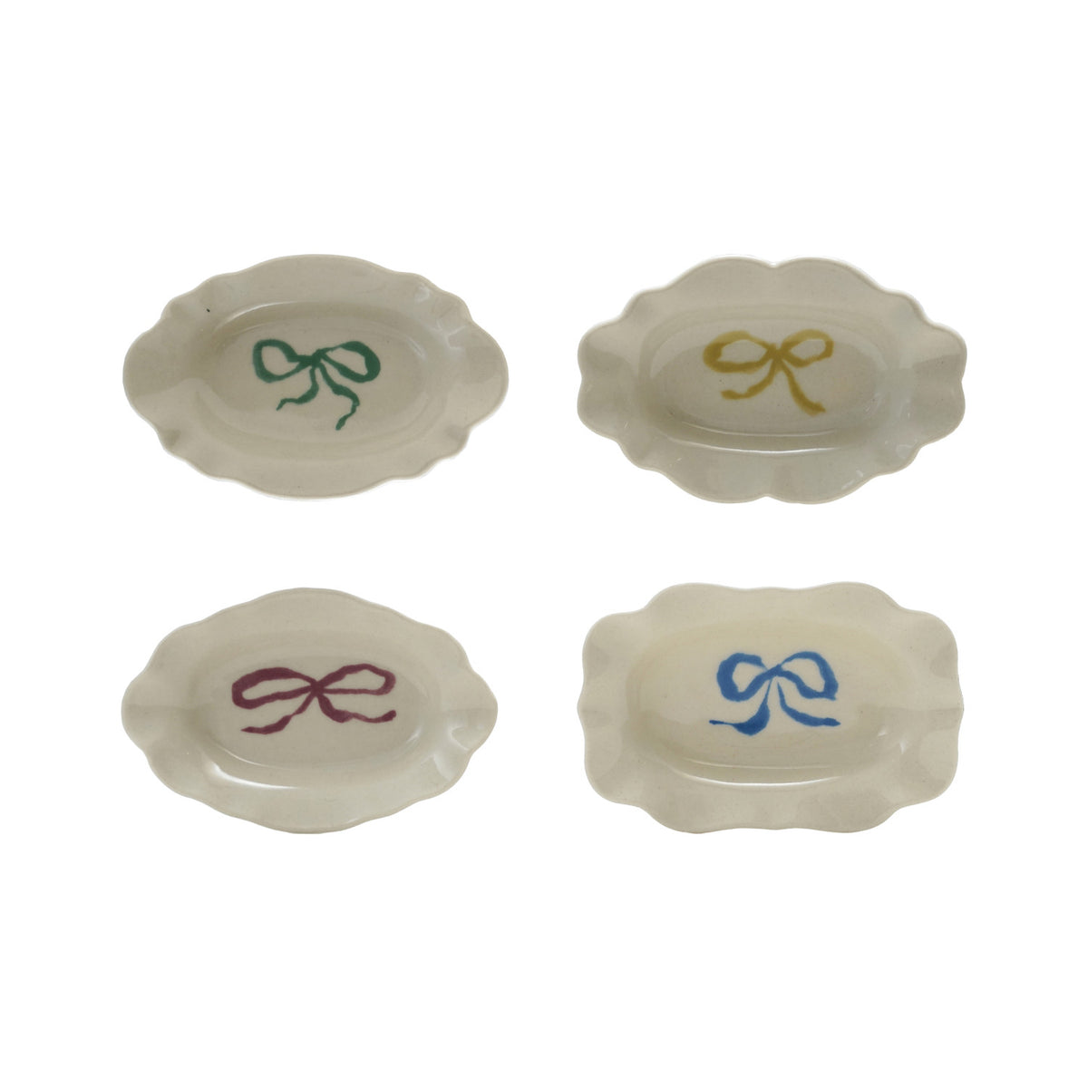 Stoneware Scalloped Dish with Bow