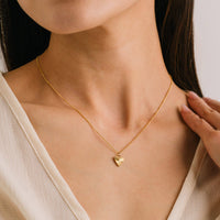 Fluted Heart Necklace | Minimalist Gold Pendant | 18K PVD