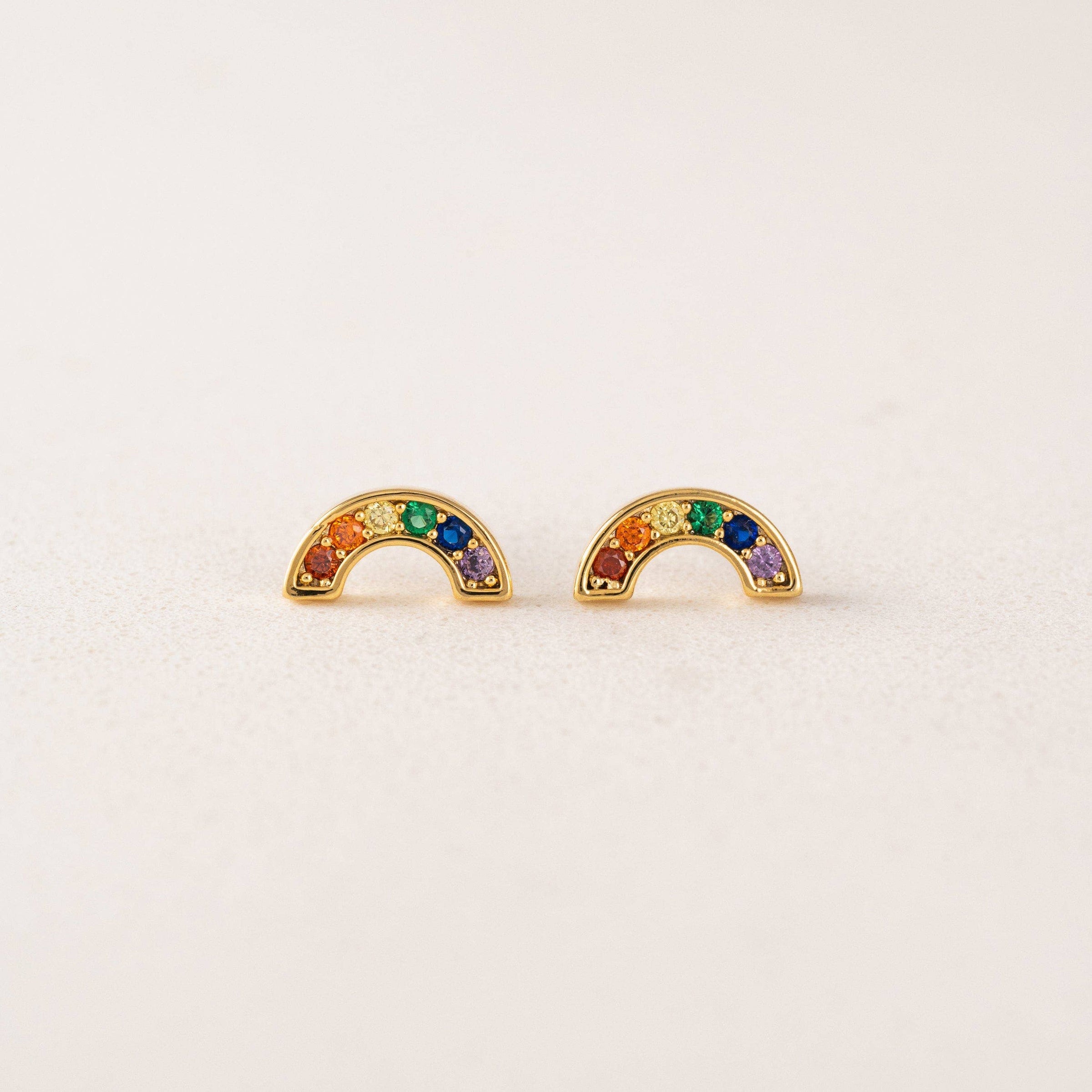 Riot Rainbow Stud Earrings | Crescent Studs | Rainbow Studs