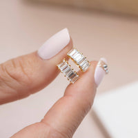 Bling Baguette Huggie Hoops