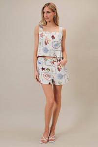 Square Neck Sleeveless Denim Cropped Top