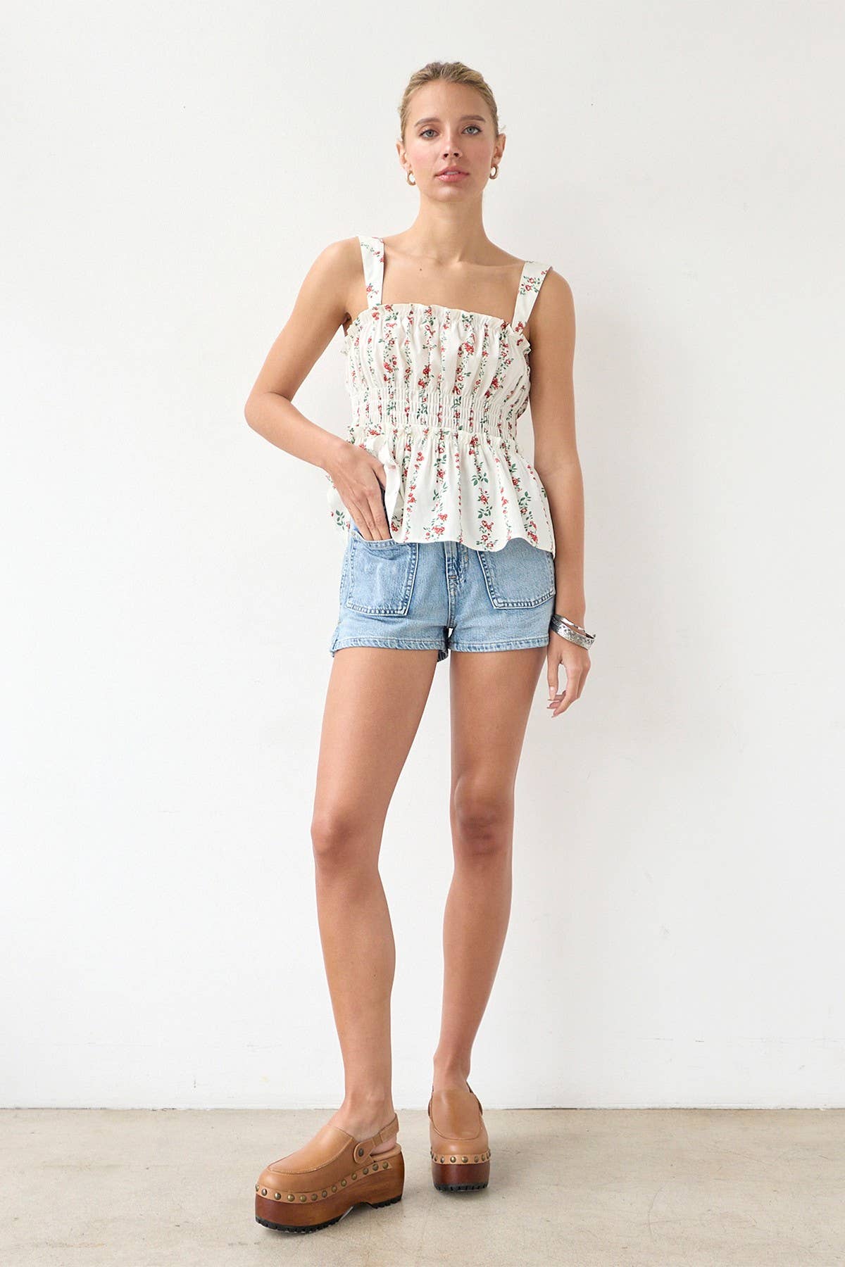Smocked Sleeveless Top