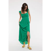 Ruffle Sleeve Front Slit Maxi Dress