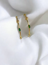Emmie Colorful Rhinestone Hoops Earrings Gold Filled