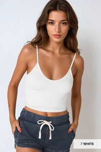 RIBBED V NECK CROP TOP