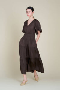 PLEATED SATIN MAXI DRESS