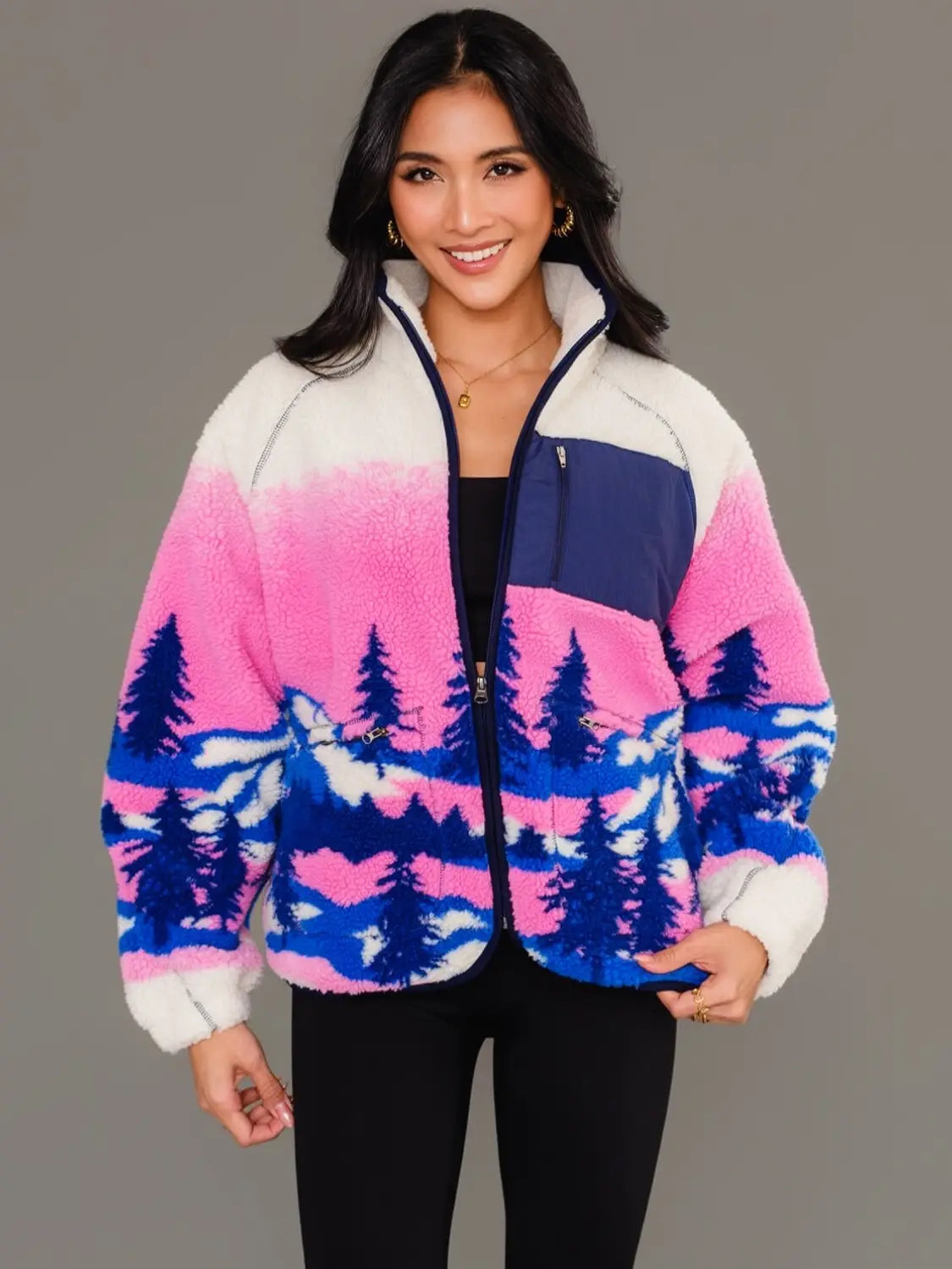 Mountain Scene Fleece Jacket