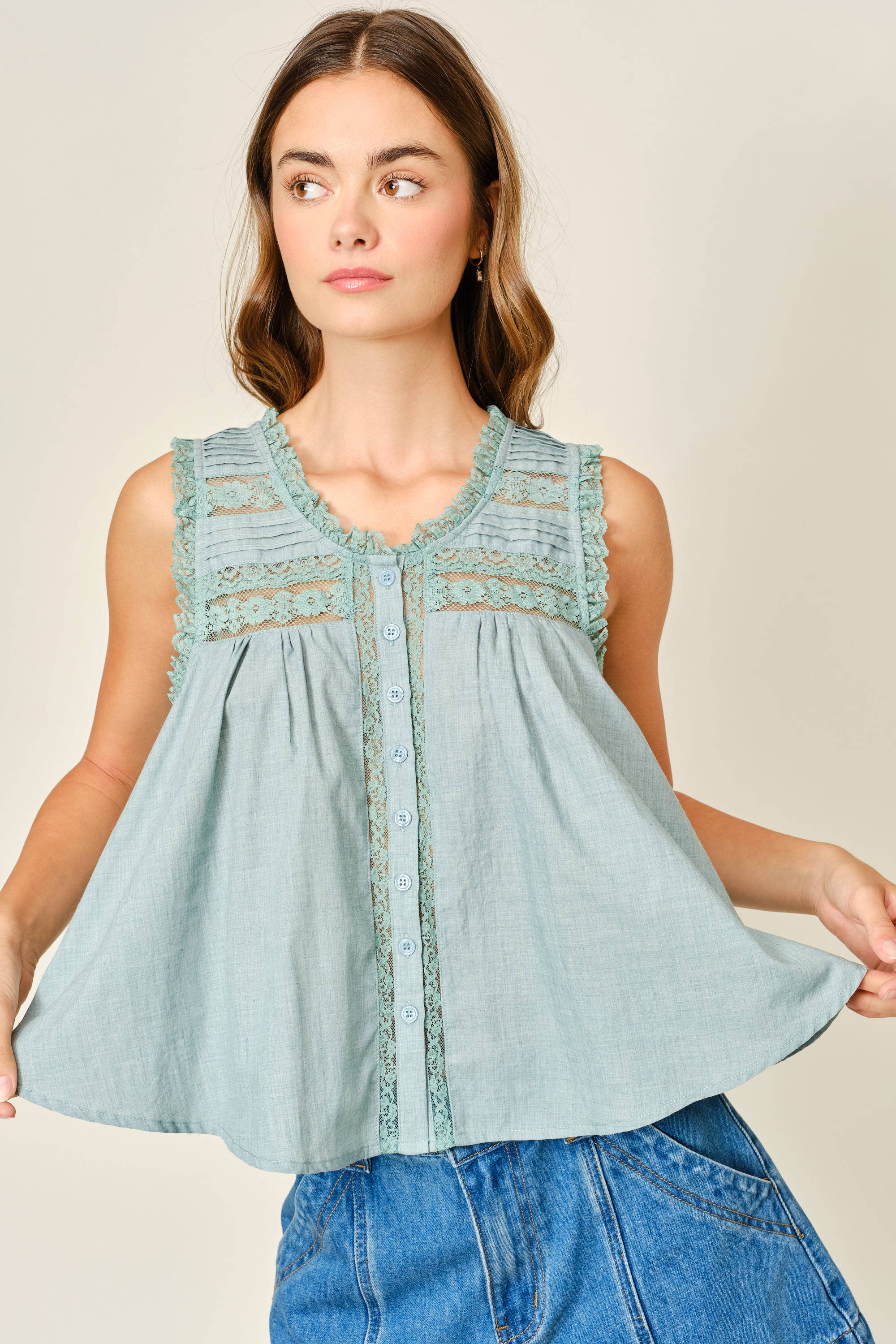Bohemian Sleeveless Cotton Lace Blouse