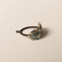 Curved Oval Resin Ponytail Hair Tie | Blue Marble