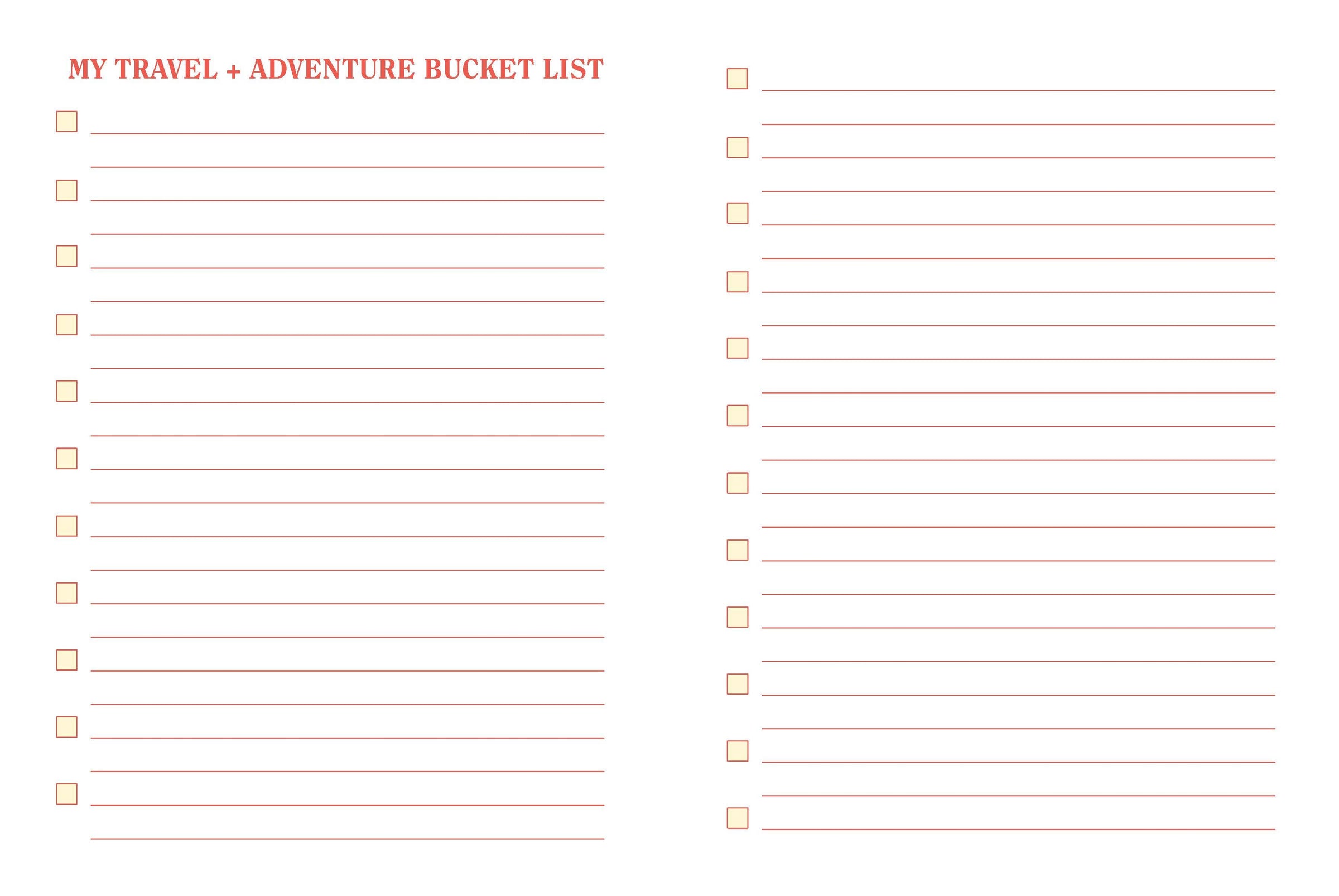 Bucket List Journal