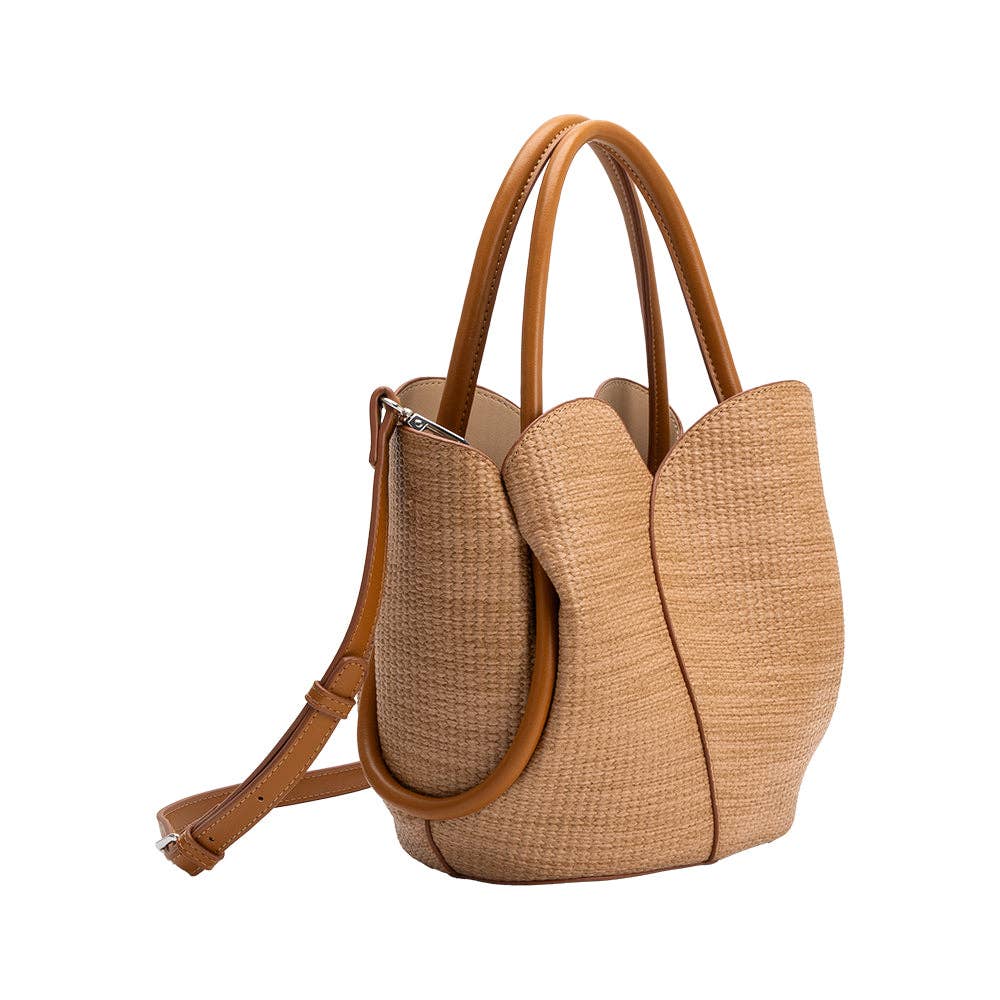 Tulip Tan Raffia Recycled Vegan Top Handle