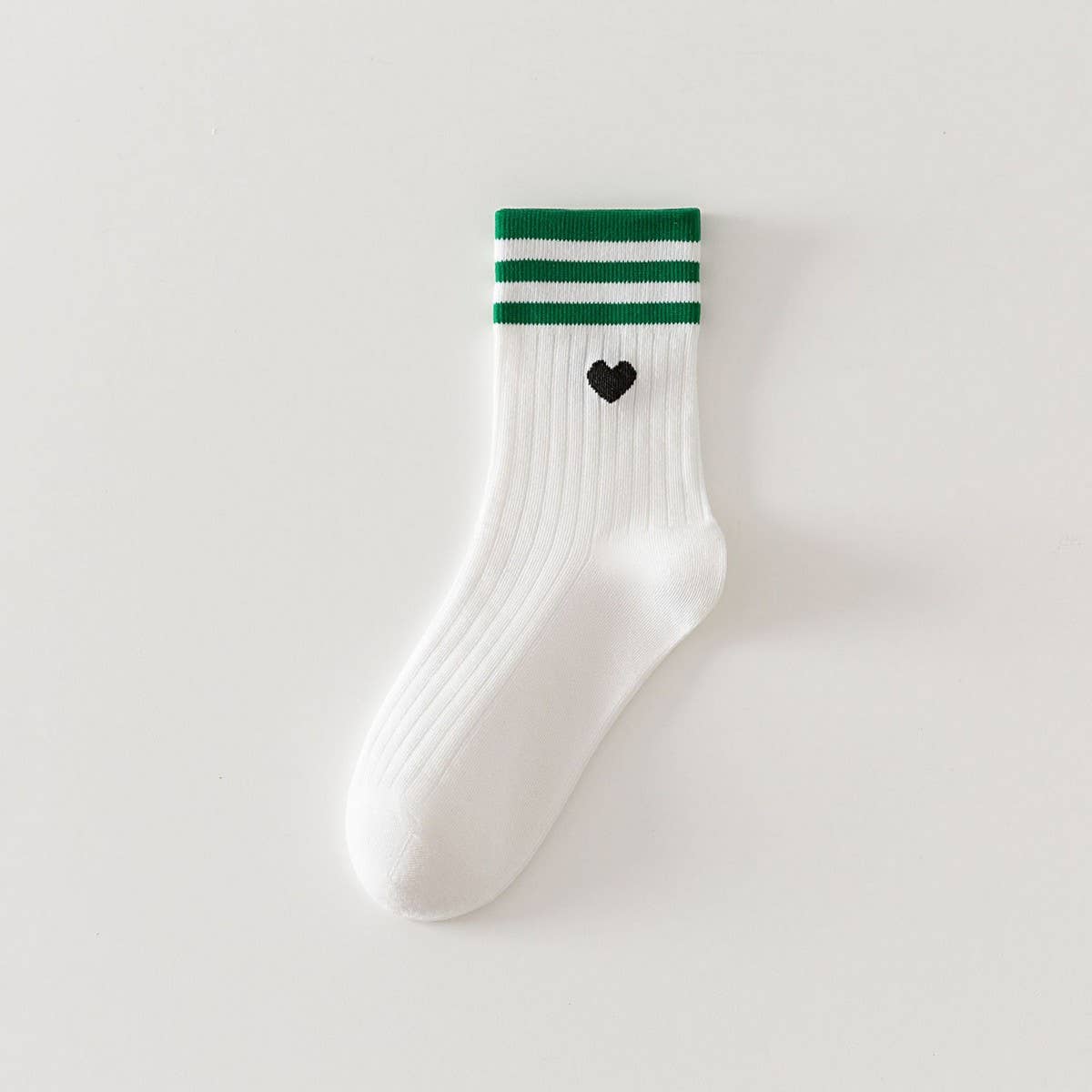College Style Heart and Stripes Crew Socks